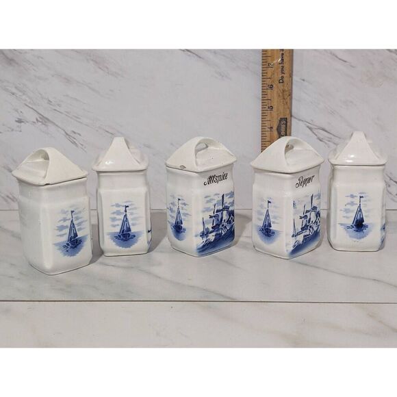 Onge Germany Antique Porcelain Condiments Spice Canister with Lids - Picture 4 of 10
